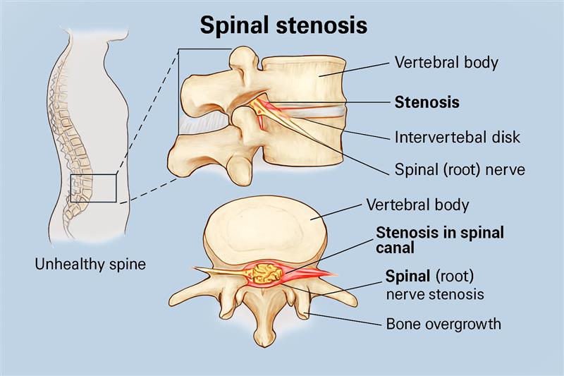 What are the final stages of lumbar spinal stenosis?